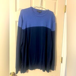 Brooks Brothers Italian Yarn silk blend blue crewneck pullover sweater XXL